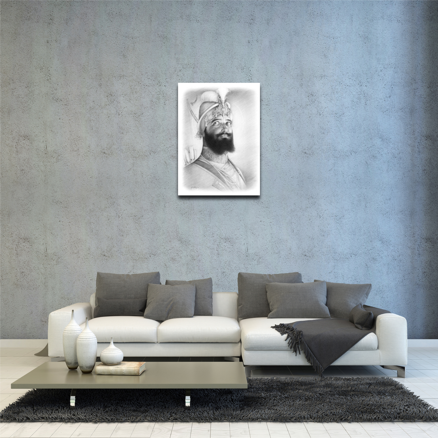 Guru Gobind Singh Ji Print: Vintage Sikh Religious Art - Unframed