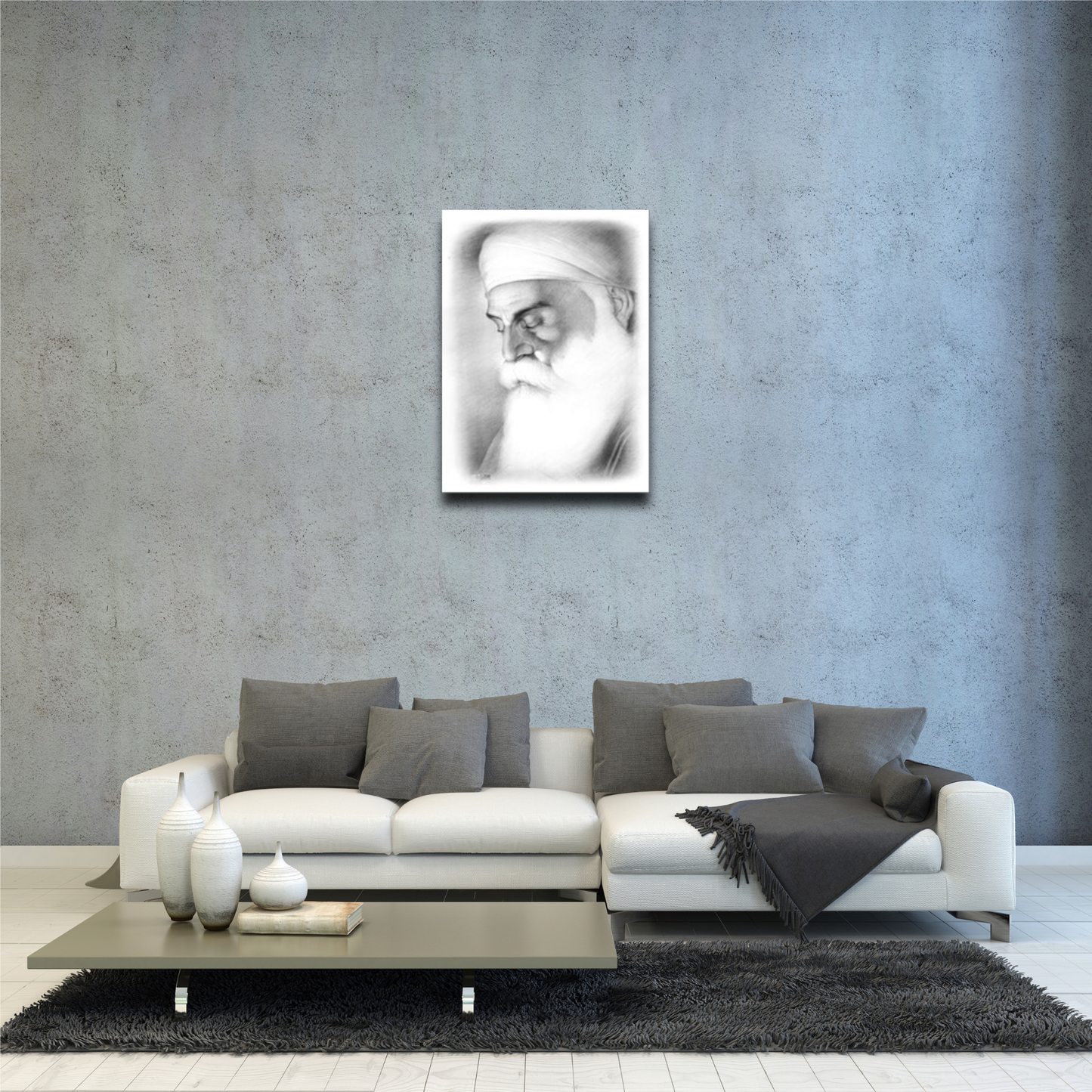 Guru Nanak Dev Ji Print: Vintage Sikh Religious Art - Unframed