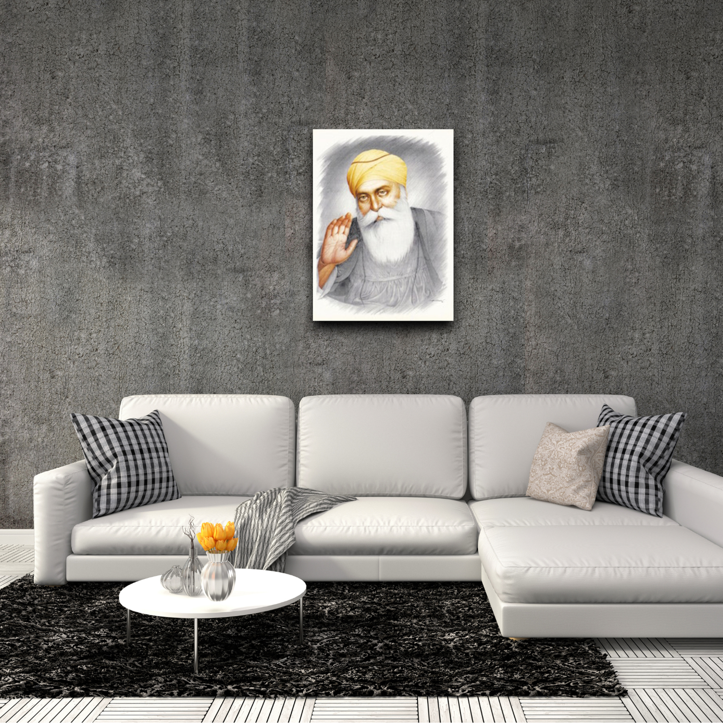 Guru Nanak Dev Ji Canvas Art: Sikh Religious Print