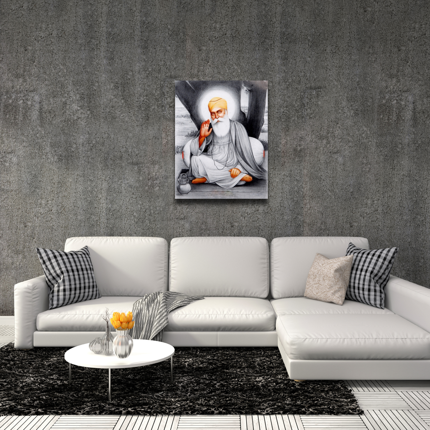 Guru Nanak Dev Ji Canvas Art: Sikh Religious Print